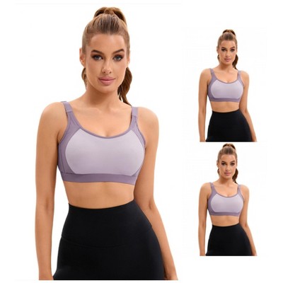 INSPIRE CHIC 3 Pcs Women's Contrasting Colors Adjustable Straps Workout Fixed Cup U Back Sports Bras