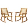Outsunny Outdoor Rocking Chair Set of 2, Acacia Wood Outdoor Rockers with Wicker Back and Seat, Khaki - 4 of 4