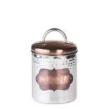 Amici Home Cucina Airtight Kitchen Lidded Canister, Rustic Farmhouse Decor Container, Hammered Metal Countertop Storage Jar, Silver/Bronze