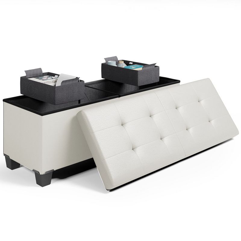 Nestl Ottoman Storage Bench with Storage Bins - Leatherette or Fabric Finish, 1 of 11