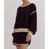 Women's Solid Contrast Trim Long Sleeve Top - entro M - 4 of 4