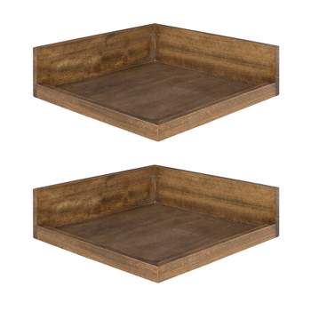 4.5" x 2.2" 2pk Levie Floating Corner Wooden Wall Shelf Set - Kate & Laurel All Things Decor