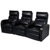 vidaXL 3-Seater Home Theater Recliner Sofa - Black Faux Leather - Convertible with Built-in Cup Holder - Easy to Clean - Comfortable Cushioned Seats - 2 of 4
