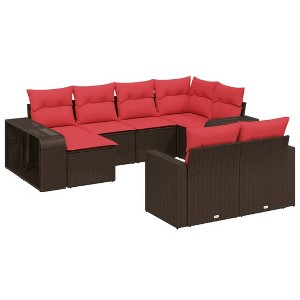 vidaXL Patio Sofa Set 10 Pieces Modular Garden Sofa Set Rectangular - Brown - 1 of 4