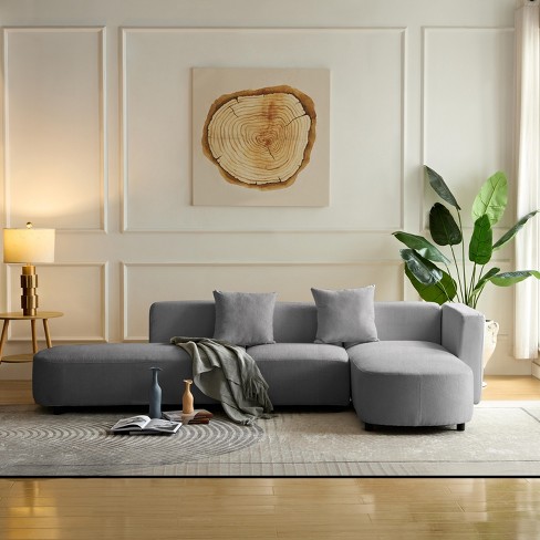 110 2 Modern Style Upholstered Curved Sofa Couch Gray Modernluxe