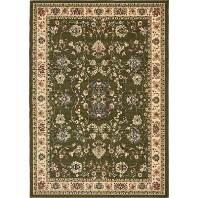 Olive and Ivory Synthetic Rectangular 4' x 6' Area Rug