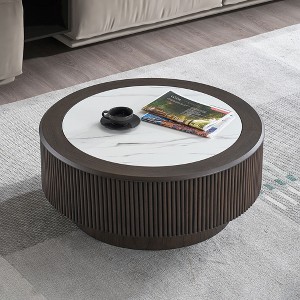 Set of 2 Coffee Table Round Cocktail Table Center Table End Table Accent Table Sofa Side Table, Dark Brown - ModernLuxe - 1 of 4