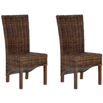 Ridge 18" Rattan Side Chair (Set of 2) - FOX6523 - Pecan Brown - Safavieh Couture