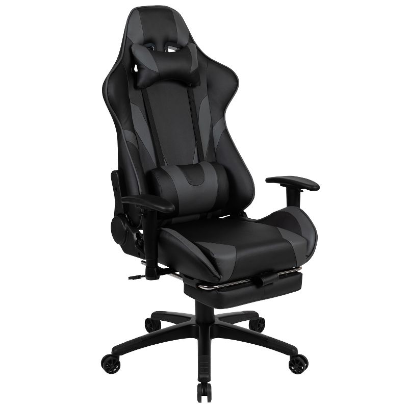 BlackArc Faux Leather Reclining Gaming Chair - Height Adjustable Pivot Arms, Pull-Out Footrest, Headrest & Lumbar Pillows, 1 of 11