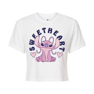 Women's - Lilo and Stitch - Angel Sweetheart Cropped Graphic T-Shirt - 1 of 4