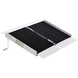 HOMCOM Aluminum Skidproof Portable Wheelchair Ramp for Home, Steps, Doorways, Carpeted Foldable Handicap Ramp, Strong Load-Bearing Threshold Ramp - 1 of 4