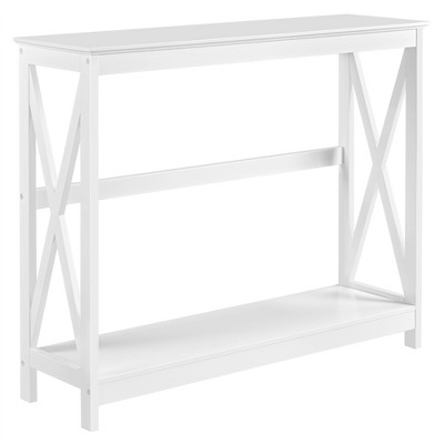 Yaheetech 2-Tier X-Design Console Table Sofa Side End Table for Living Room