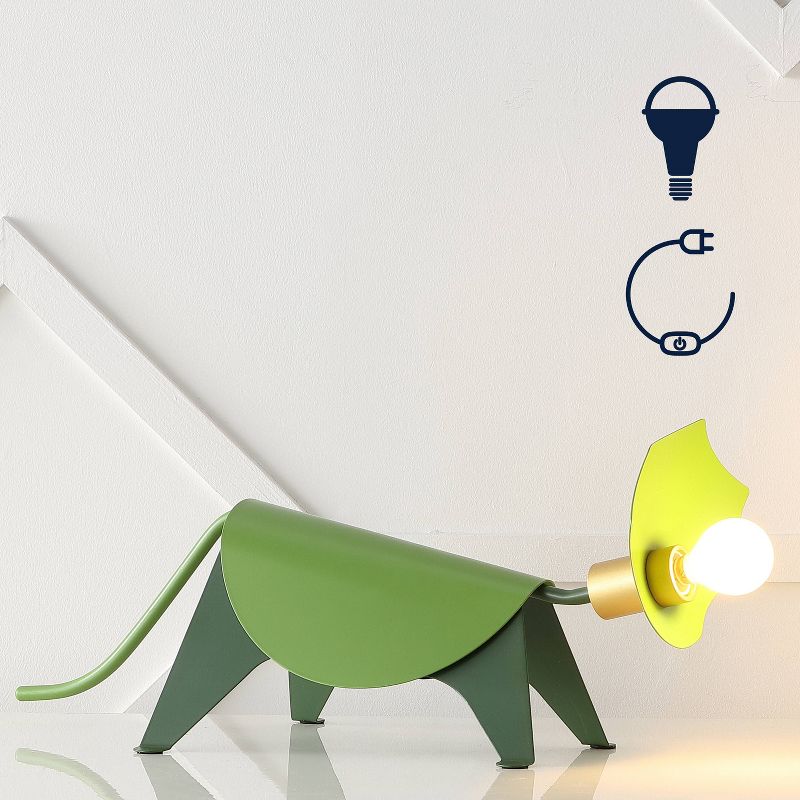 7.5&#34; Gretchen Modern Industrial Iron Triceratops Kids&#39; Lamp (Includes LED Light Bulb) Green - JONATHAN Y, 3 of 9