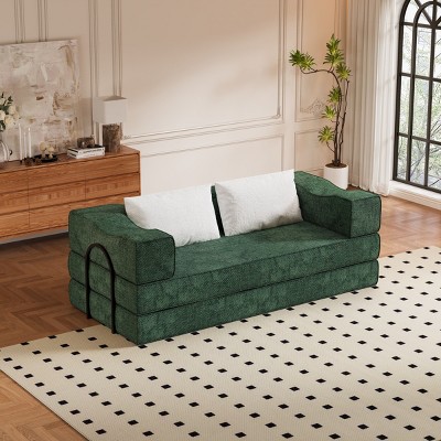 80" Chenille Convertible Sofa Bed,Folding King Size 3-Seater Floor Couch for Apartment,Guest Room,Small Spaces-Baofuwish