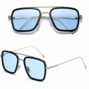 grinderPUNCH Tony Stark Sunglasses Vintage Square Metal Frame Eyeglasses for Men Women - Iron Man and Spider-Man Sun Glasses - 1 of 4