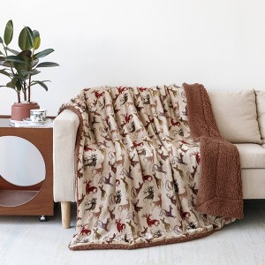 50"x70" Oversized Velvet to Faux Shearling Throw Blanket - Mantolok - 1 of 4