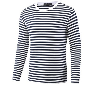 Lars Amadeus Men's Basic Crew Neck Long Sleeves Pullover Striped T-Shirt - 1 of 4