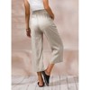 ECUPPER Womens Linen Cropped Pants Loose Casual Capri Cotton Wide Leg Plus Size Elastic Waist with Drawstring Trouses - 3 of 4