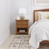 Vynxaria Traditional 2-Drawer Bedside Table - Light Golden Brown (16"D x24"W x26"H), Solid Wood, NC Lacquer, Bronze Pulls, Open Storage - 3 of 4