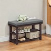 Bamboo Shoe Bench, 3-Tier Shoe Rack, Stable Shoe Organizer for Entryway, Living Room, Bench Seat Holds Up to 330 lb, 11.4 x 28 x 19.3 Inches - 4 of 4