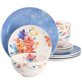 Spice by Tia Mowry Goji Blossom 12 Piece Fine Ceramic Dinnerware Set