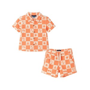 Andy & Evan  Infant Orange Printed Check Terry Set - 1 of 4