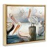 Stupell Industries Pelicans Perched Cloudy Horizon Floating Frame Canvas Art, Gold, 21" x 17" - 2 of 4