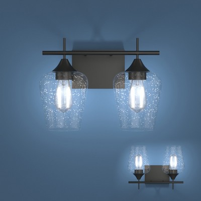 Costway 2-Light Wall Sconce Modern Bathroom Vanity Light Fixtures with Clear Glass Shade