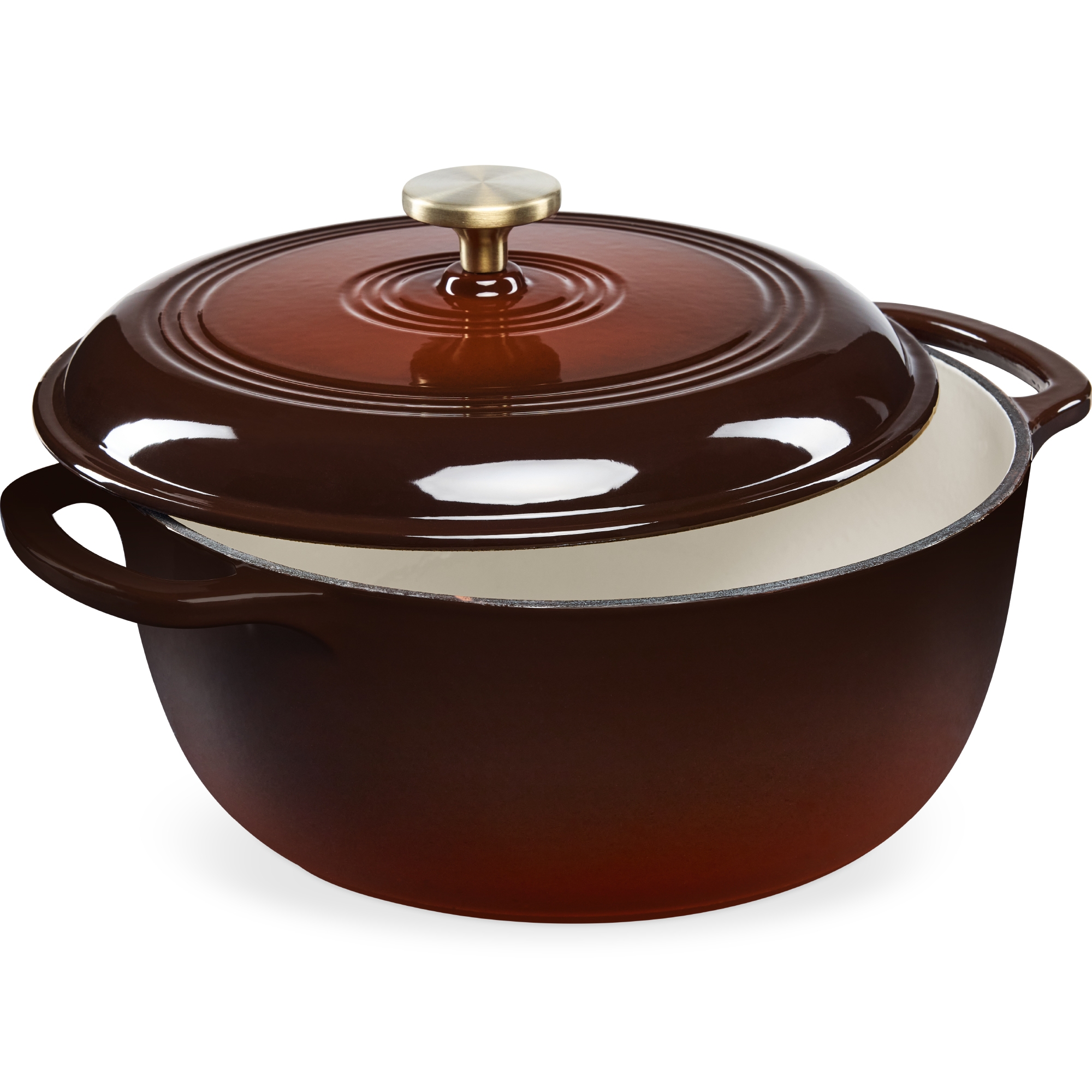 Best Choice Products 7.5 Quart Enamel Cast-Iron Dutch Oven, Heavy-Duty Cookware w/ Dual Handles, Lid - Chocolate Ganache
