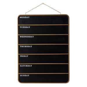 Wooden Sign Calendar Wall Decor Black - Olivia & May: Contemporary MDF Vertical Chain-Hung Art - 1 of 4