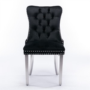 Dronkon Dining Chairs Set of 2, Upholstery with Chrome Steel Legs & Nailhead Trim, Modern Comfort Seating - 1 of 4