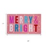 HomeRoots 17" X 29" Pink Blue And White Christmas Merry and Bright Outdoor Coir Door Mat - 3 of 4