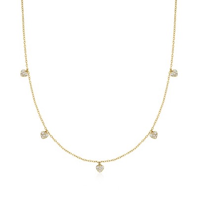 Ross-Simons 0.35 ct. t.w. Diamond Heart Station Necklace in 18kt Gold Over Sterling Size 16