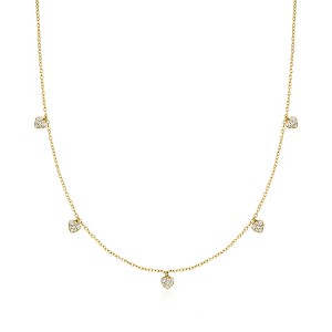 Ross-Simons 0.35 ct. t.w. Diamond Heart Station Necklace in 18kt Gold Over Sterling Size 16 - 1 of 3
