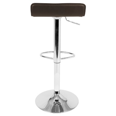 Contemporary Adjustable Swivel Barstool in Brown Leatherette