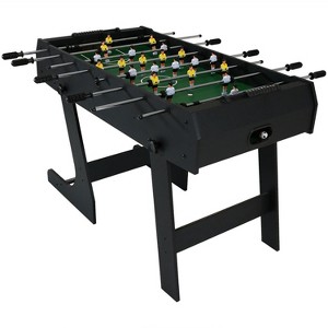 Sunnydaze Indoor Space-Saving Folding Family Foosball Soccer Game Table with Manual Scorers - 48" - Black - 1 of 4