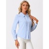 INSPIRE CHIC Women's Casual Peter Pan Collar Button Down Contrast Puff Sleeve Work Blouse - 2 of 4