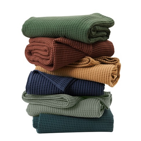 Cotton Super Soft All-season Waffle Weave Knit Blanket - Great Bay Home ( full / Queen, Peacock) : Target