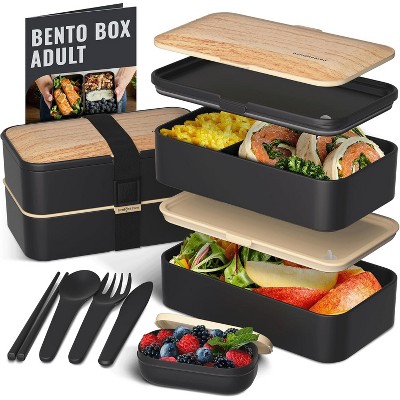Premium Bento Box with Utensils, Chopsticks & Dip Container, for Adults & Kids