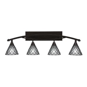 Toltec Lighting Bow 4 - Light Vanity in  Bronze with 7" Diamond Ice Art Glass Shade - 1 of 1