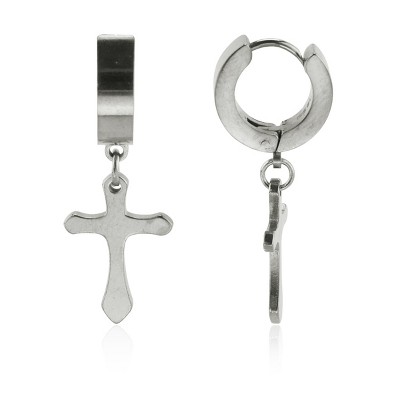 Slate by Rebl Cross Dangle Earring  Stainless Steel, 14x34mm
