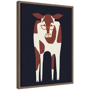 Kate & Laurel All Things Decor 18"x24" Sylvie Farm Cow Framed Canvas by Hannah Beisang Brown - 1 of 4
