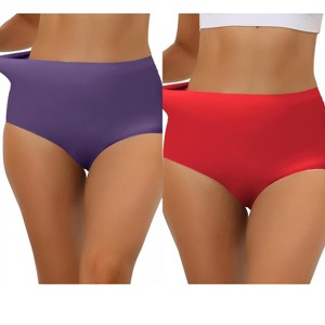 Allegra K Women's Elastic High Waist Unlined Breathable No-Show Hipster Underwear 2 Packs - 1 of 4