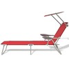 vidaXL Folding Sun Lounger with Canopy Red Aluminum - 2 of 4