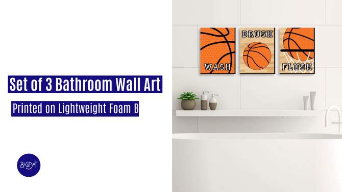 Big Dot of Happiness Nothin' but Net - Basketball - Kids Bathroom Rules Wall Art - 7.5 x 10 inches - Set of 3 Signs - Wash, Brush, Flush, 2 of 9, play video