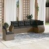 vidaXL Patio Sofa Set with Cushions Outdoor Conversation Furniture Poly Rattan - Gray With Table - 2 of 4