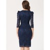 Allegra K Women's Crewneck 3/4 Sleeve Floral Lace Hidden Zipper Bodycon Dress - 4 of 4