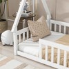CAVINAS Twin/Full Size Bed Frame with Tent-Shaped Roof & Guardrails,Modern Floor Bed for Kids Room,Bedroom - 4 of 4