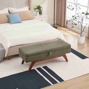 CAVINAS Rectangular Storage Ottoman Bench,Upholstered Ottoman with Solid Wood Feet for Living Room,Bedroom - 1 of 4