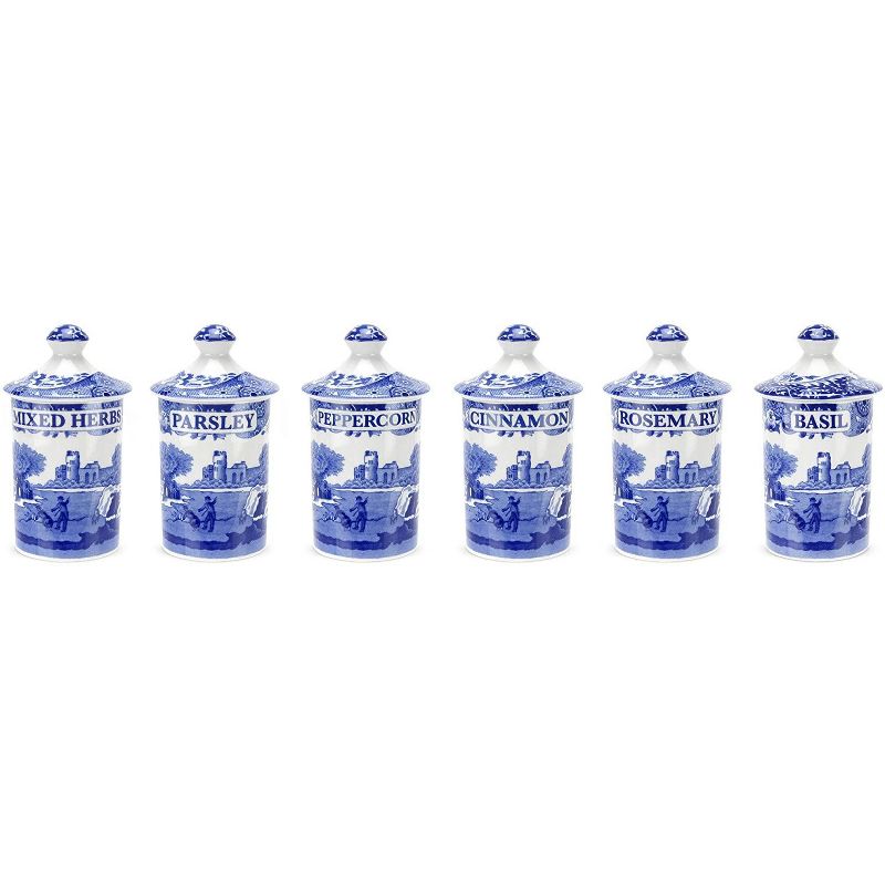 Spode Blue Italian Spice Jars, Set of 6, 1 of 7